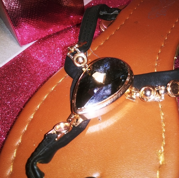 rosegirl Shoes Rosegirl Flat Sandals With Black Gold Accents Poshmark